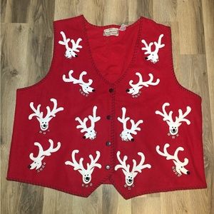 Brand New New Direction Women's Red Reindeer Vest - Size 3X